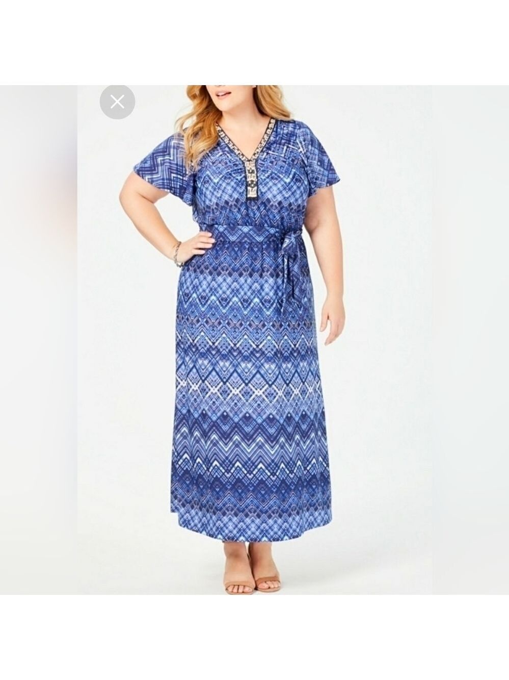 NY PLUS SIZE 3X PETITE EMBELLISHED DRESS MAXI